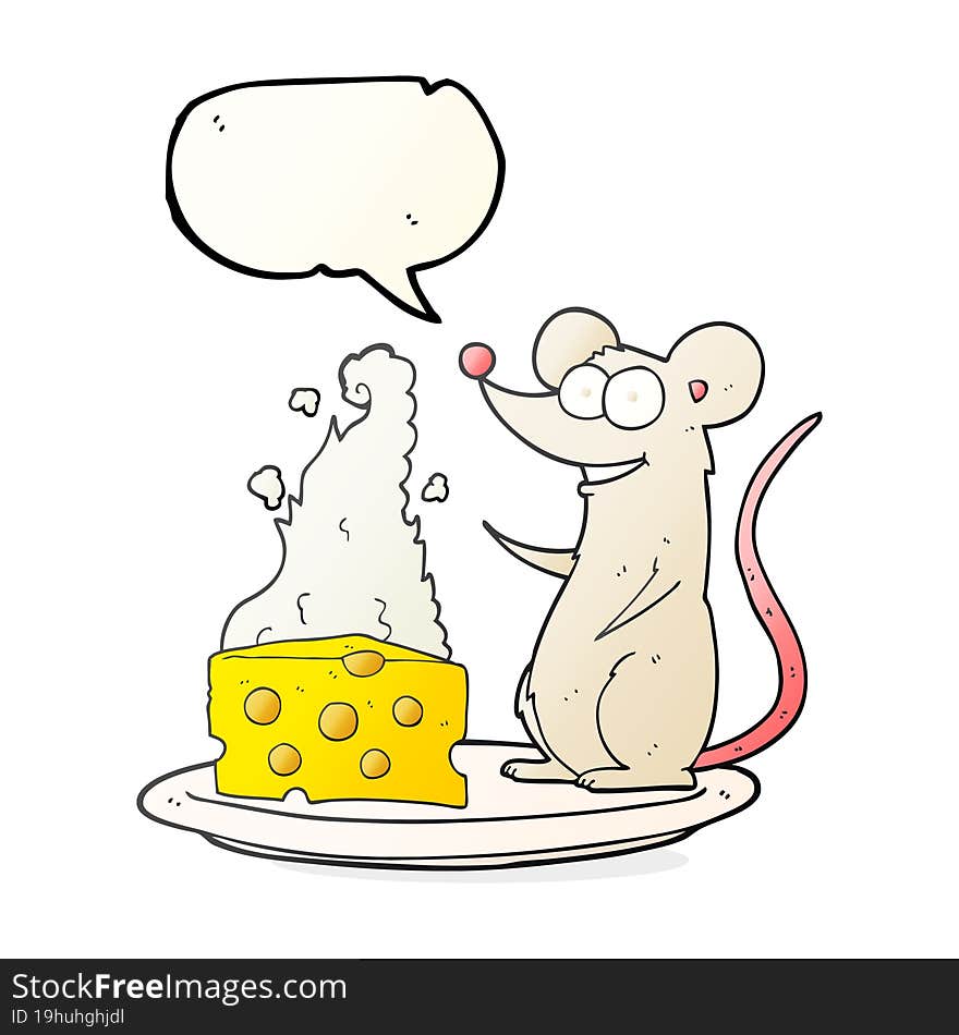 Speech Bubble Cartoon Mouse With Cheese