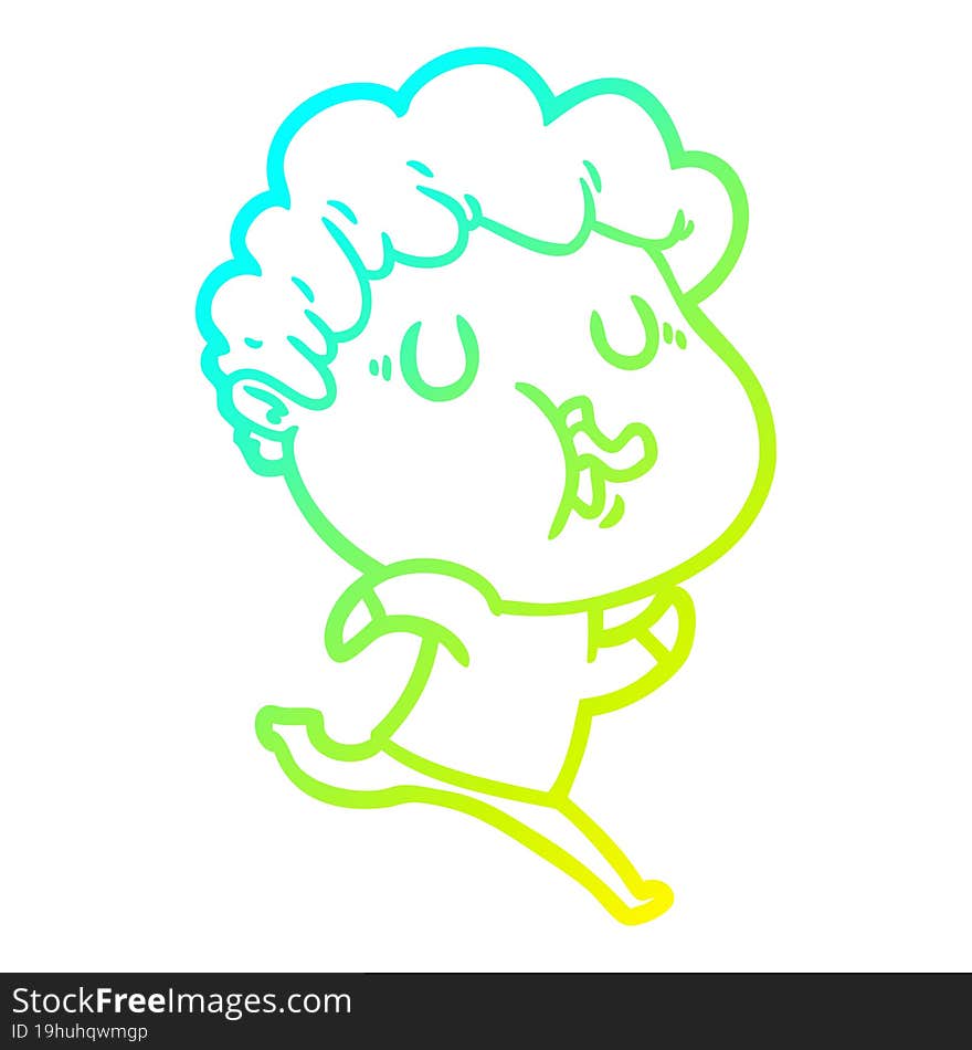 Cold Gradient Line Drawing Cartoon Man Singing