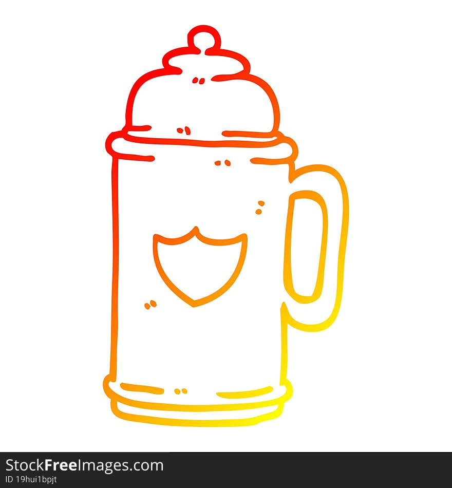 Warm Gradient Line Drawing Cartoon Golden Tankard