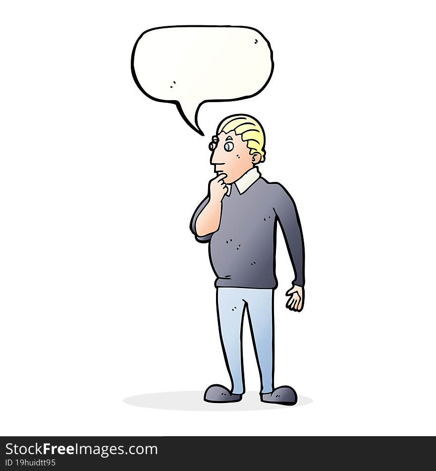 Catoon Curious Man With Speech Bubble