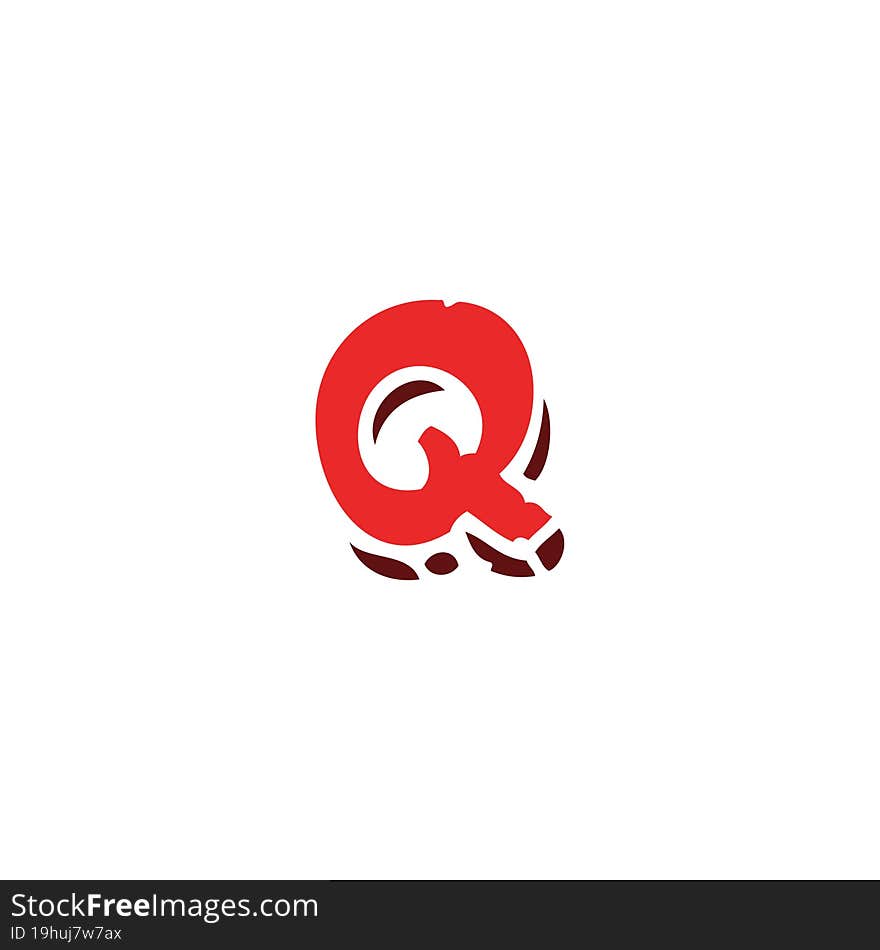 Cartoon Doodle Letter Q