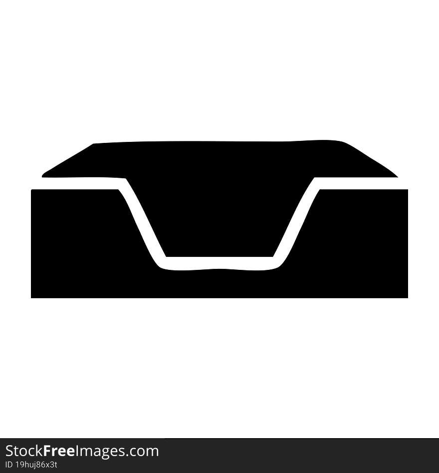 flat symbol of a empty in tray. flat symbol of a empty in tray