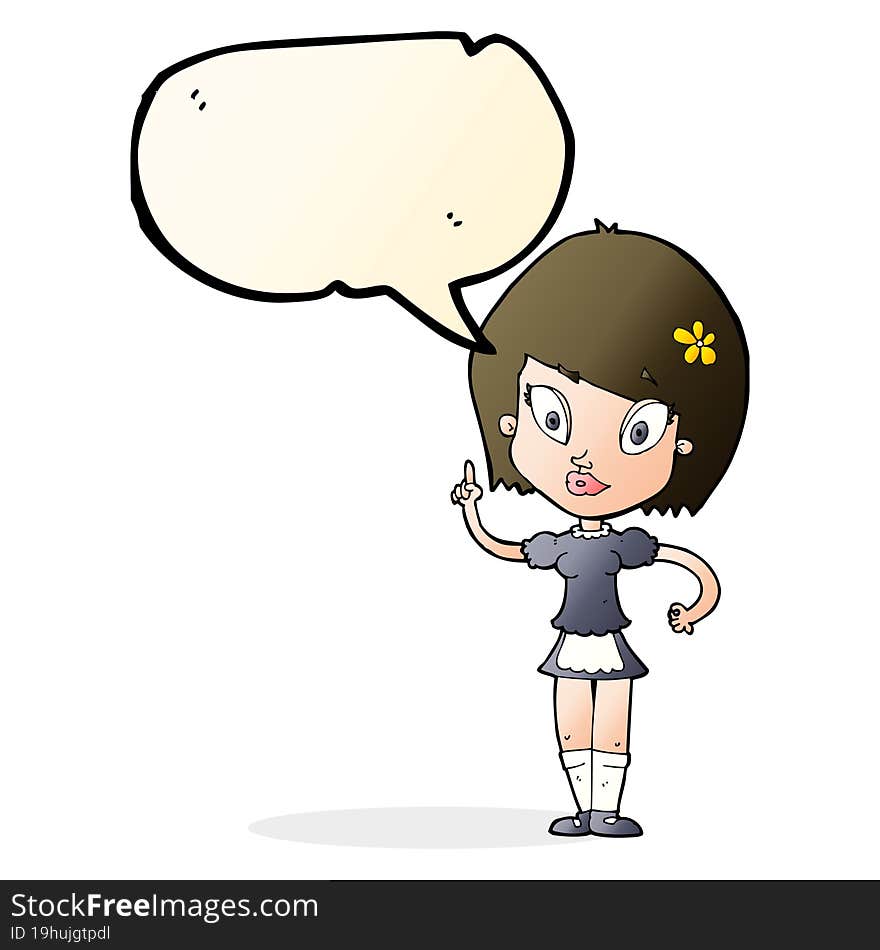 cartoon pretty maid with speech bubble