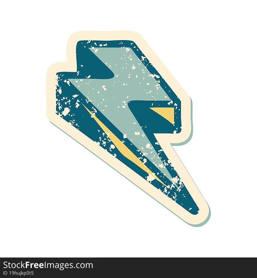 distressed sticker tattoo style icon of lightning  bolt