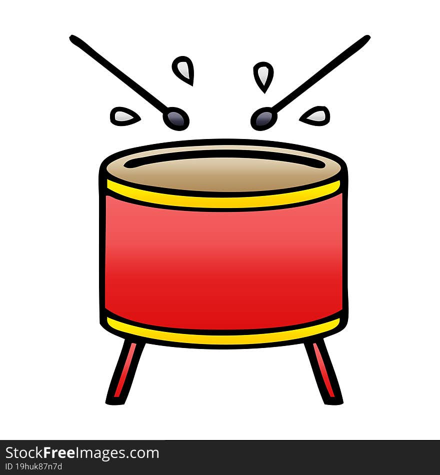 gradient shaded cartoon beating drum