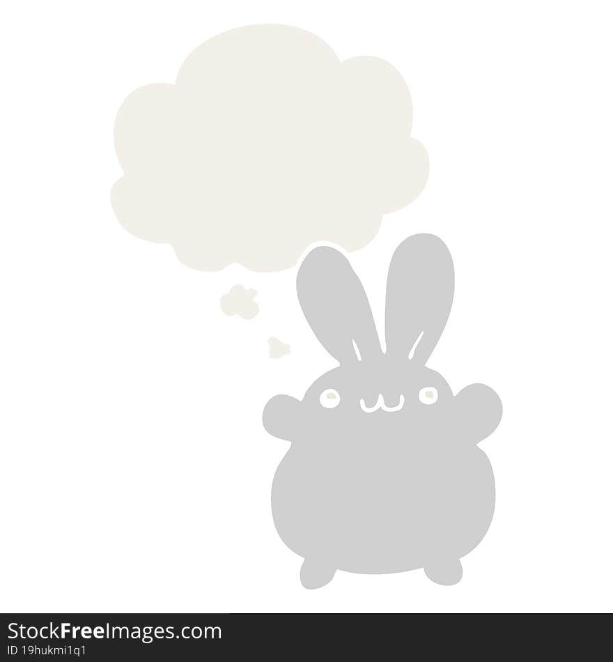 Cartoon Rabbit And Thought Bubble In Retro Style