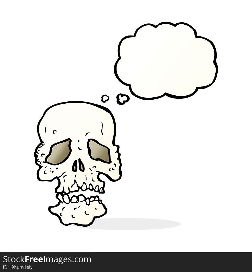 cartoon skull with thought bubble