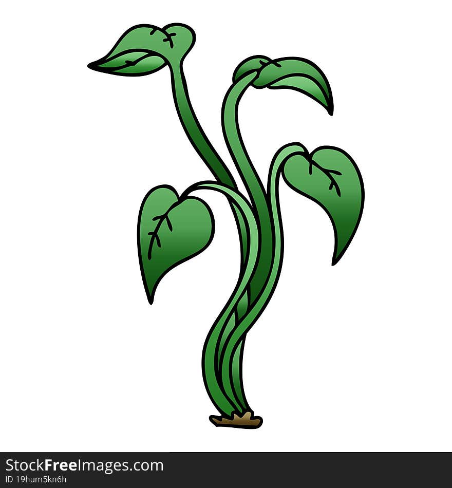 quirky gradient shaded cartoon plant