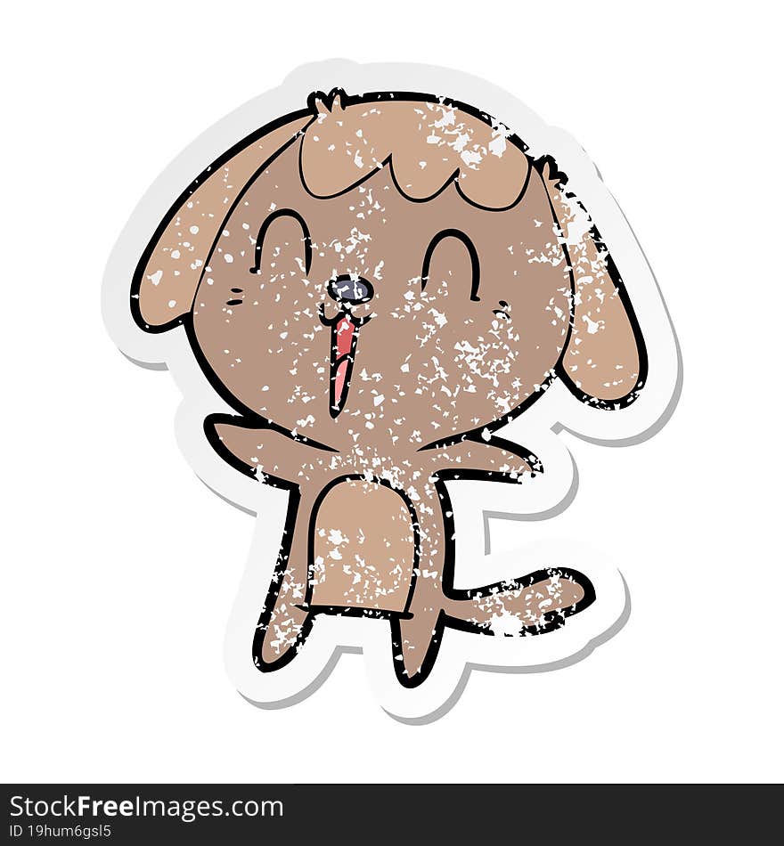 Distressed Sticker Of A Cute Cartoon Dog