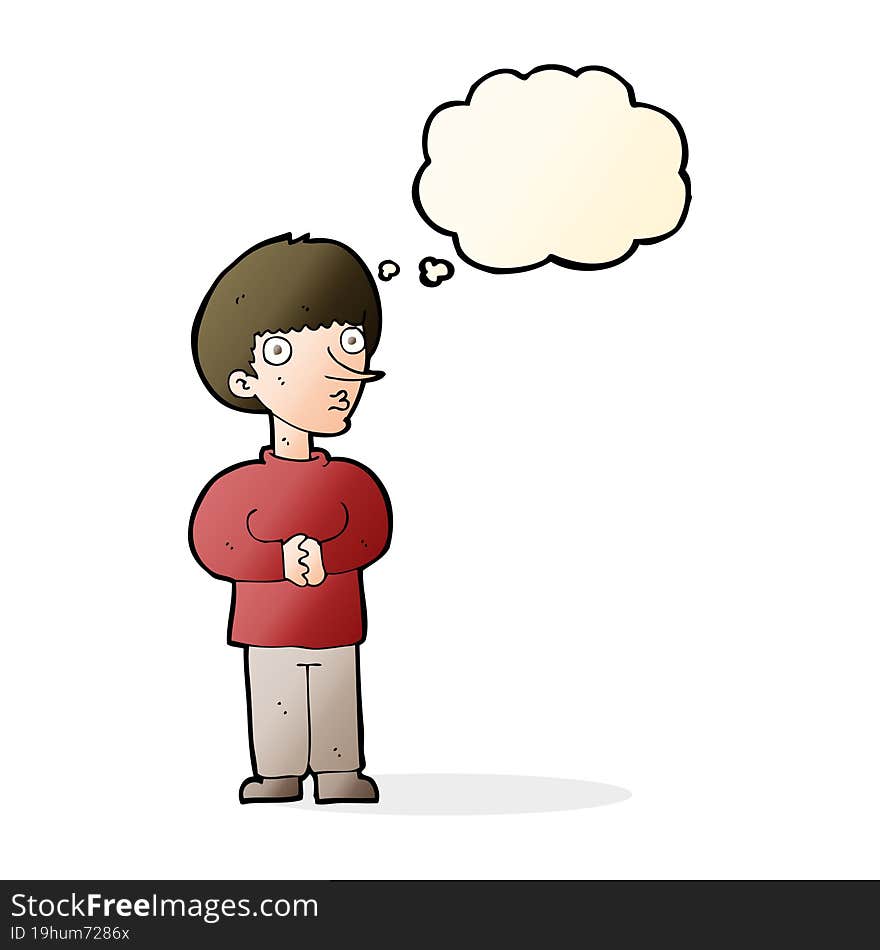 cartoon nervous man with thought bubble