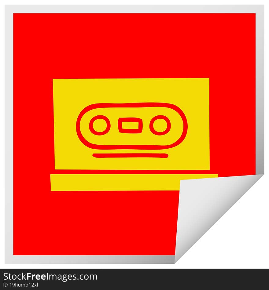 square peeling sticker cartoon retro cassette