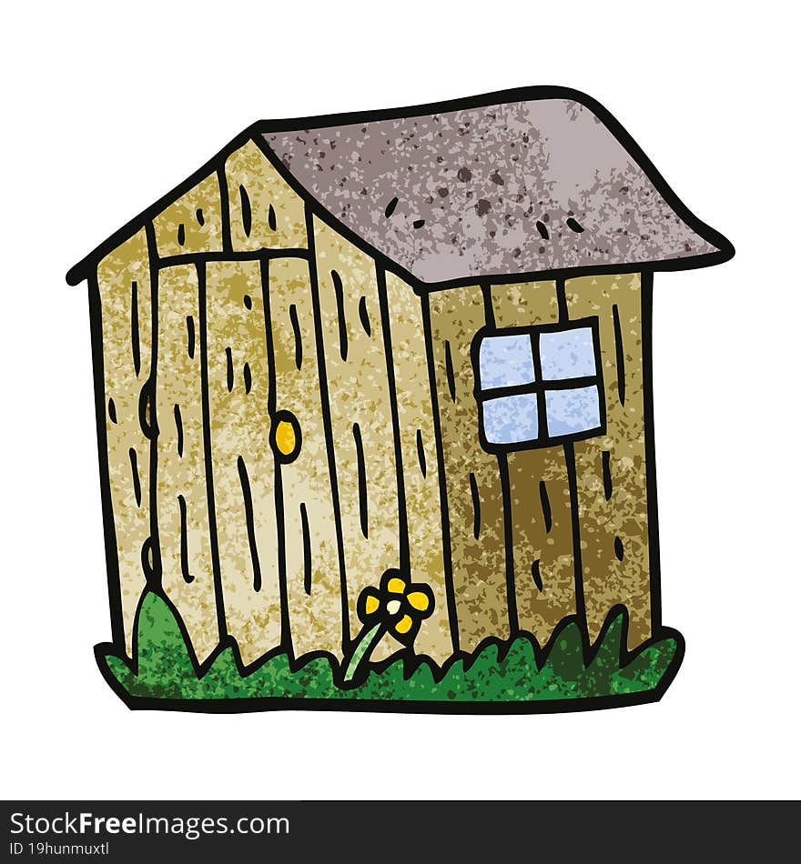 cartoon doodle wooden shed