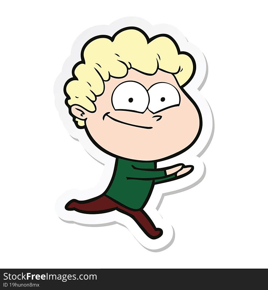 sticker of a cartoon happy man