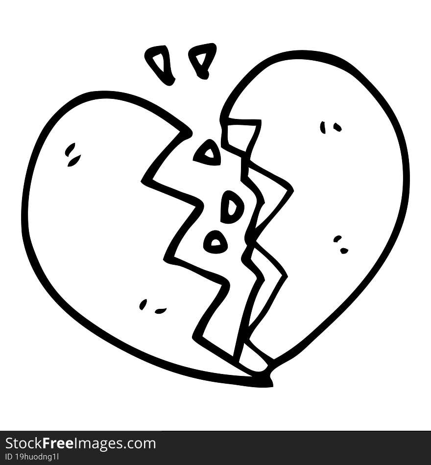 Line Drawing Cartoon Broken Heart