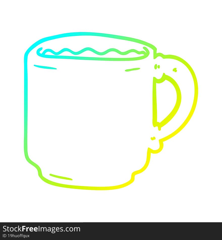 cold gradient line drawing cartoon coffee mug