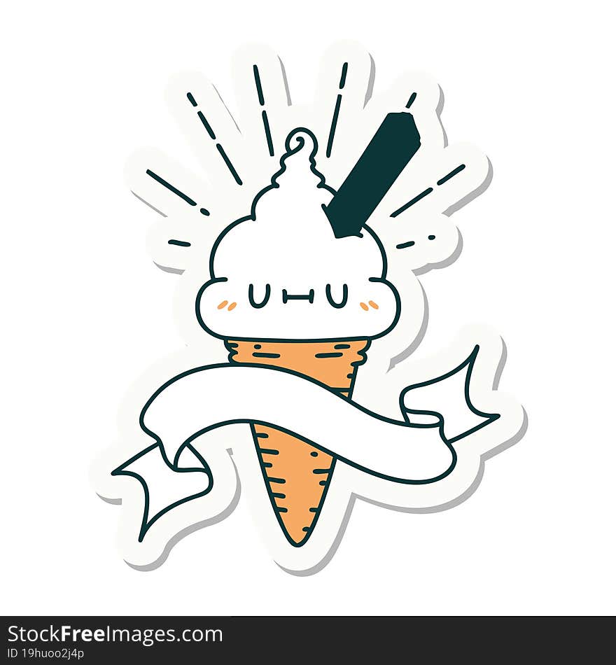 sticker of tattoo style ice cream character