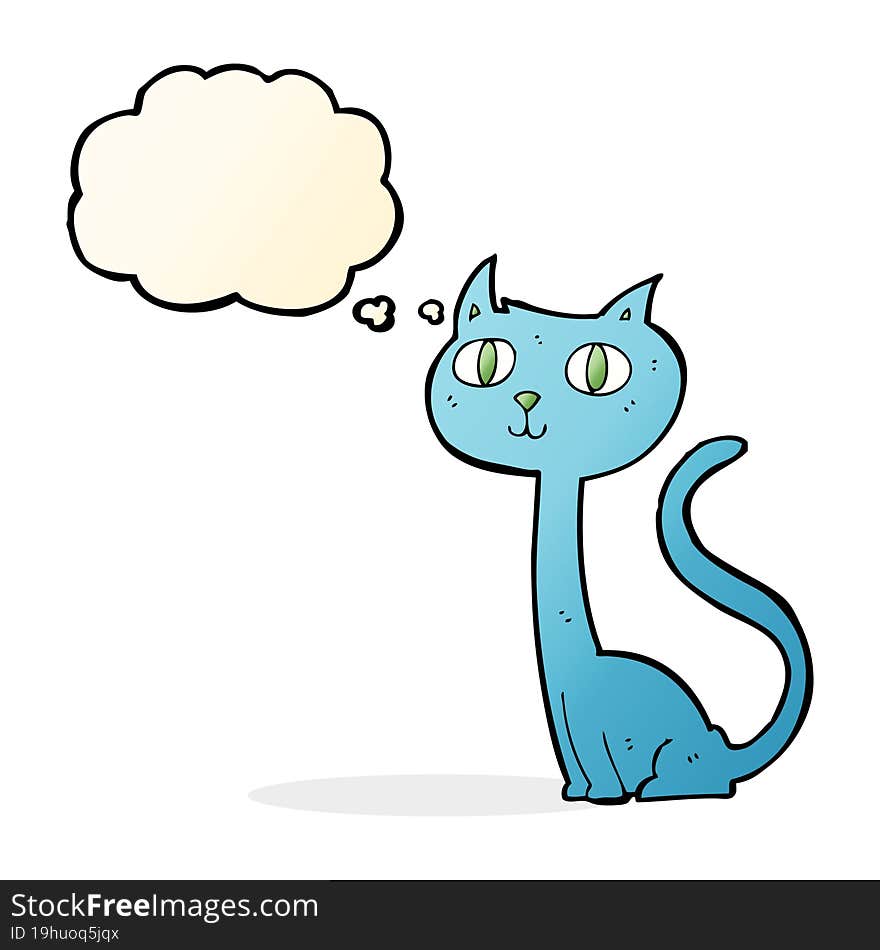 cartoon cat with thought bubble