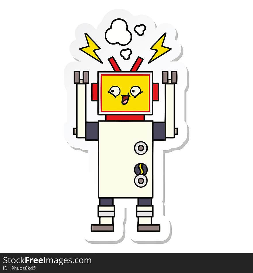 sticker of a cute cartoon dancing robot