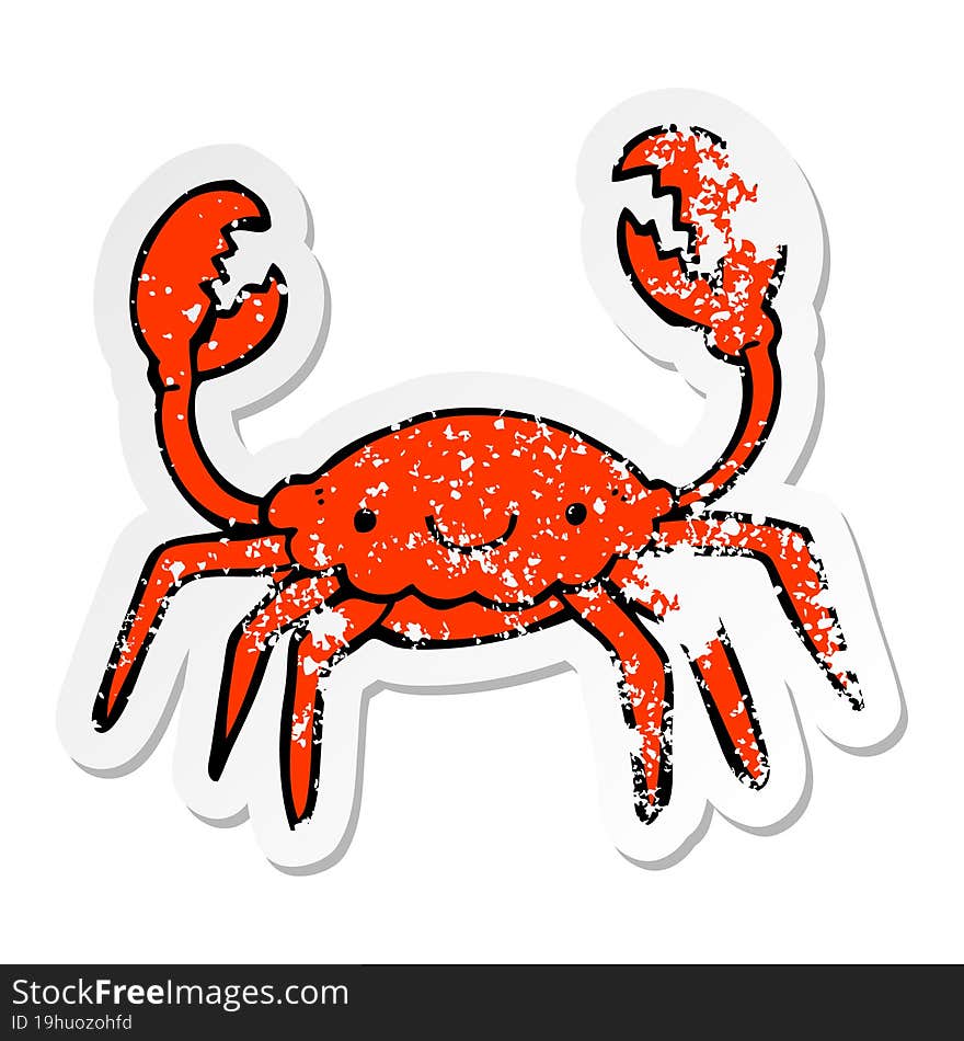 distressed sticker of a cartoon crab