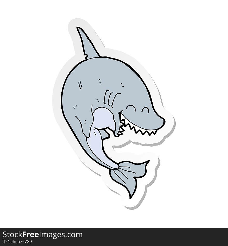 sticker of a cartoon shark