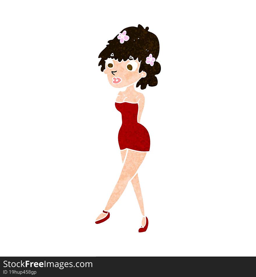 cartoon woman posing in dress