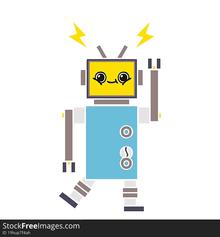 flat color retro cartoon of a robot