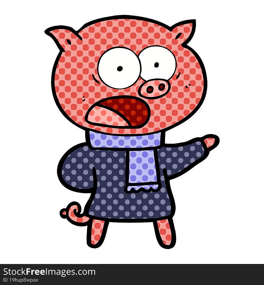 cartoon pig shouting. cartoon pig shouting