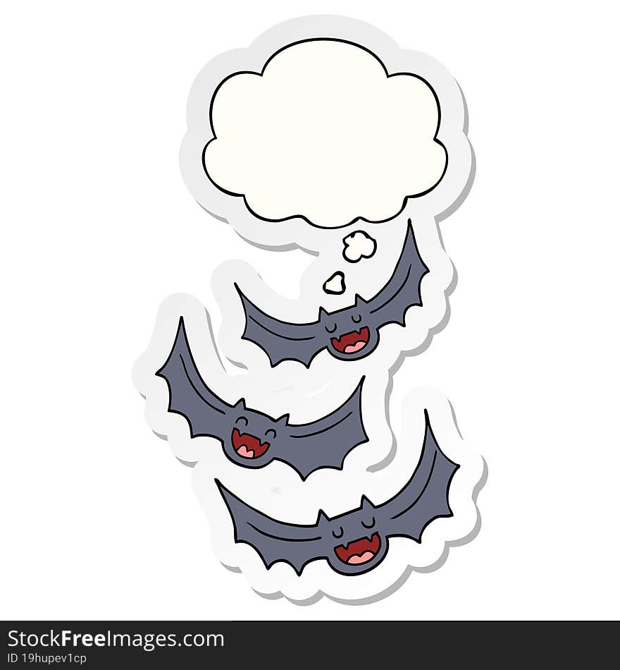 cartoon vampire bats and thought bubble as a printed sticker