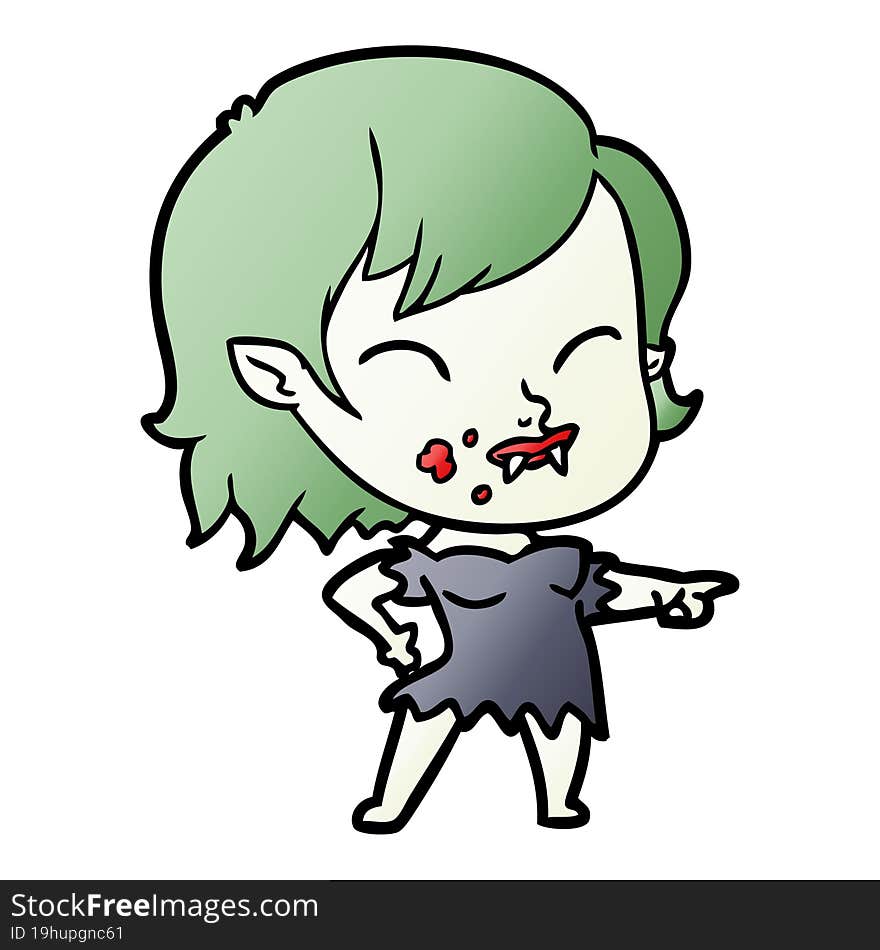 cartoon vampire girl with blood on cheek. cartoon vampire girl with blood on cheek