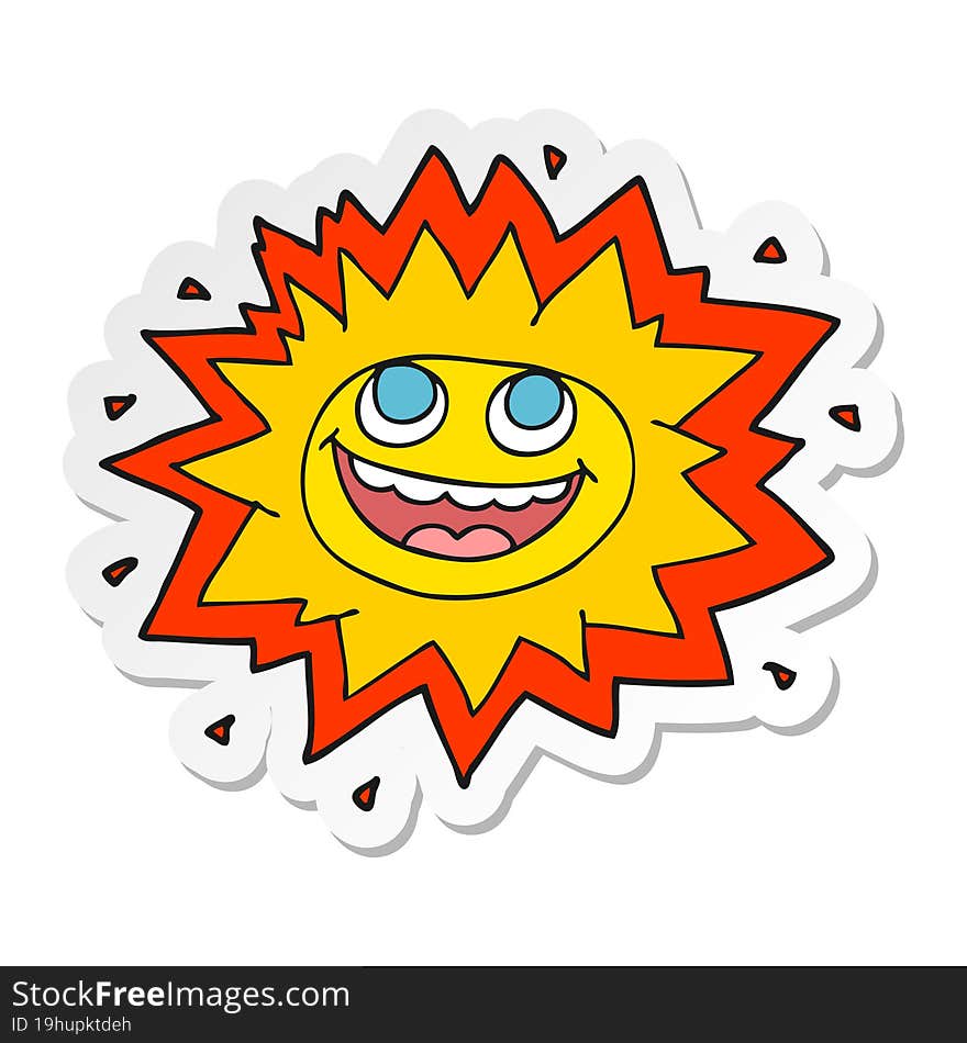 sticker of a happy cartoon sun