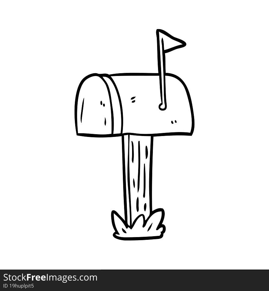 line drawing of a mailbox. line drawing of a mailbox