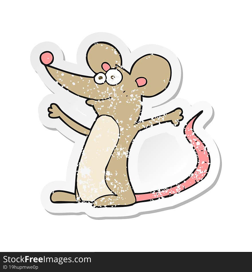 retro distressed sticker of a cartoon mouse