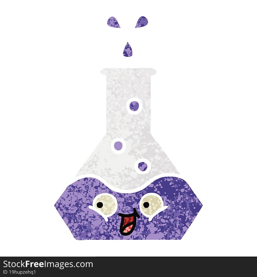 retro illustration style cartoon science beaker