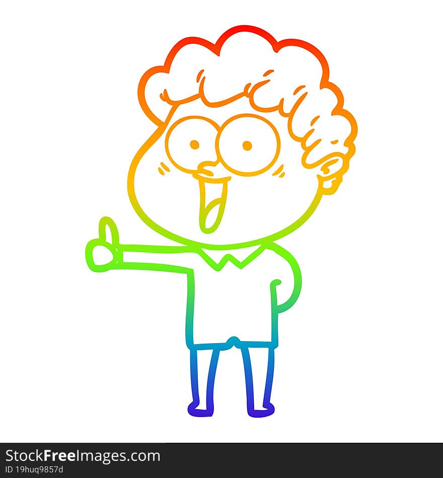 rainbow gradient line drawing cartoon happy man