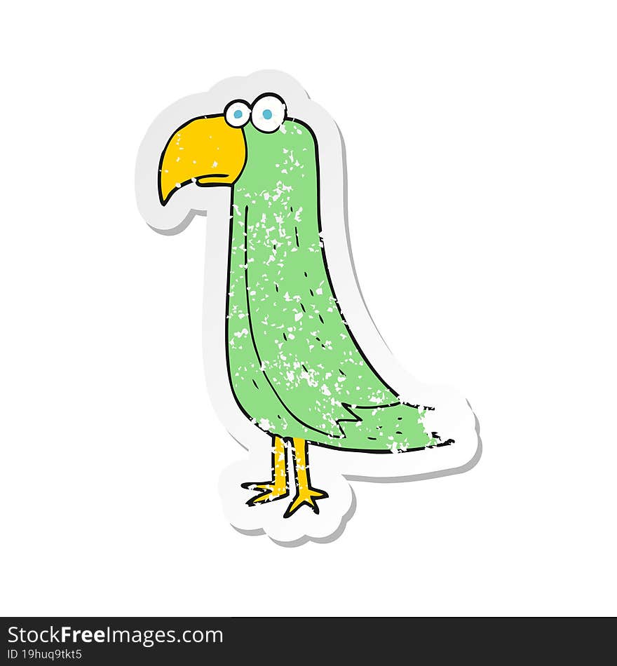 retro distressed sticker of a cartoon parrot