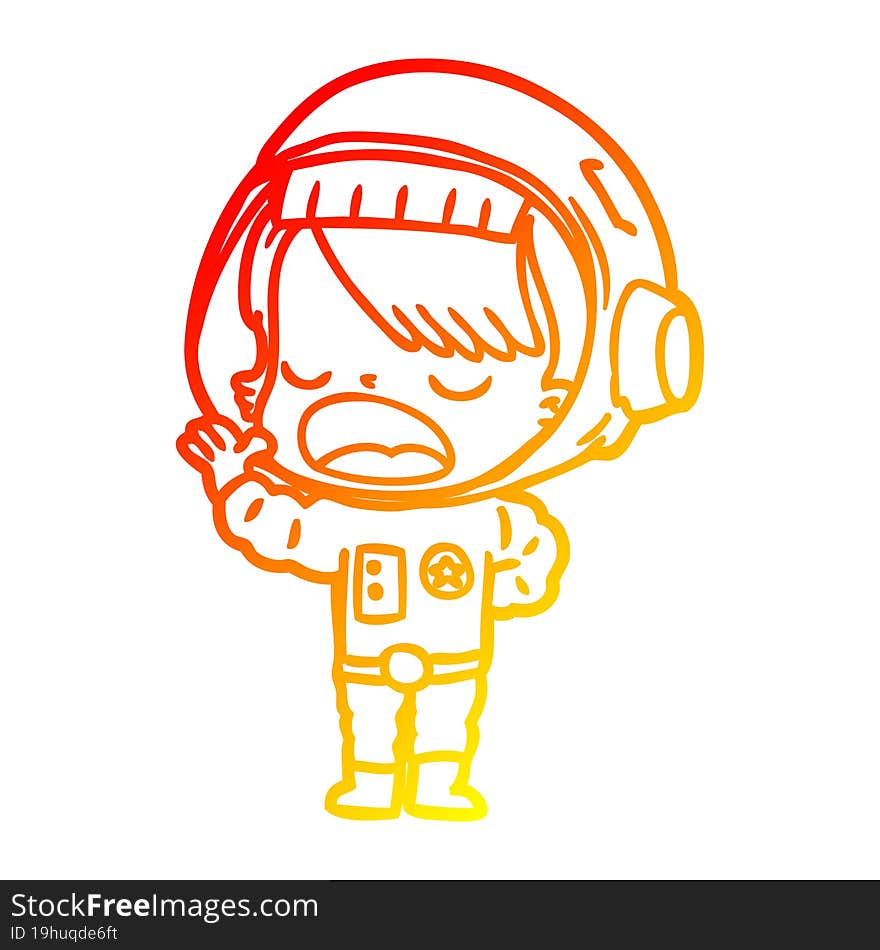 warm gradient line drawing cartoon astronaut woman explaining