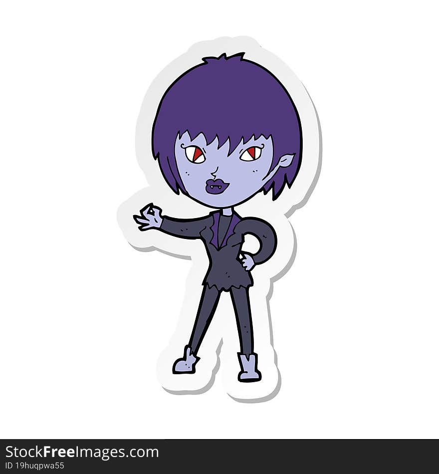 sticker of a cartoon vampire girl