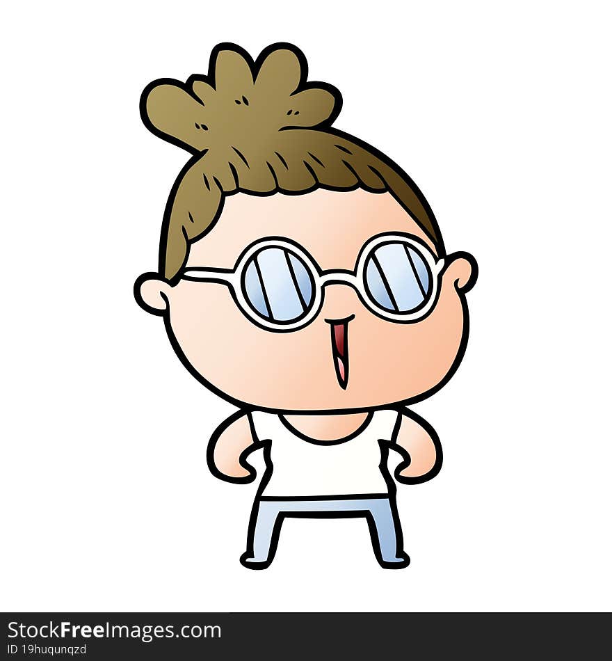 cartoon tough woman wearing spectacles. cartoon tough woman wearing spectacles