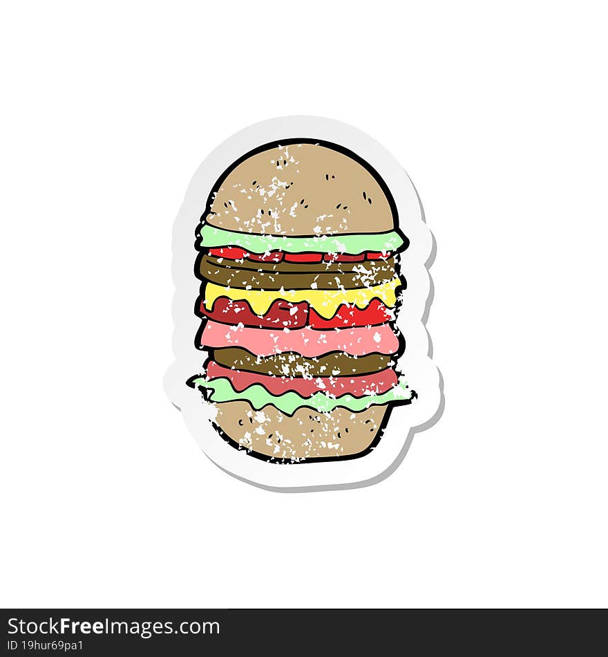 retro distressed sticker of a cartoon amazing burger