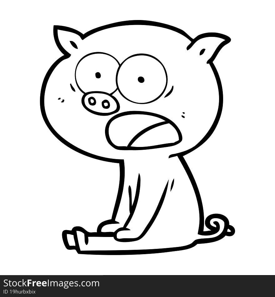 cartoon sitting pig shouting. cartoon sitting pig shouting