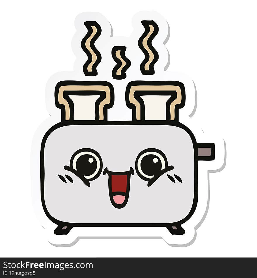 sticker of a cute cartoon of a toaster