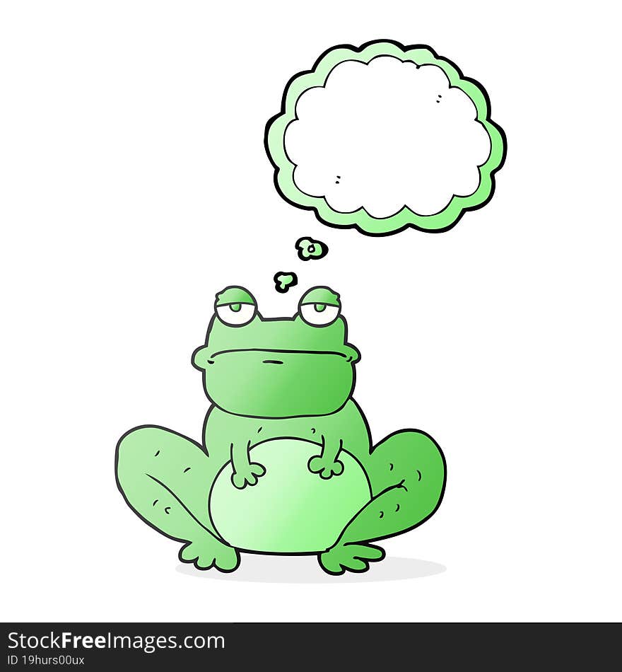 freehand drawn thought bubble cartoon frog