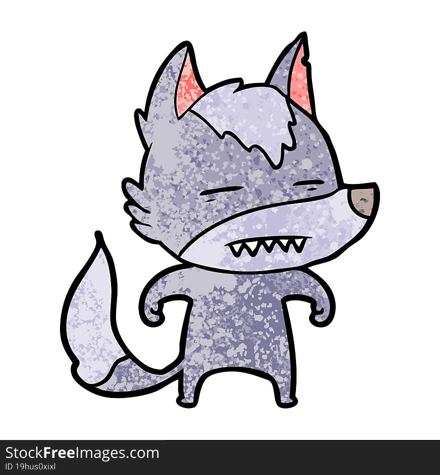 cartoon wolf showing teeth. cartoon wolf showing teeth