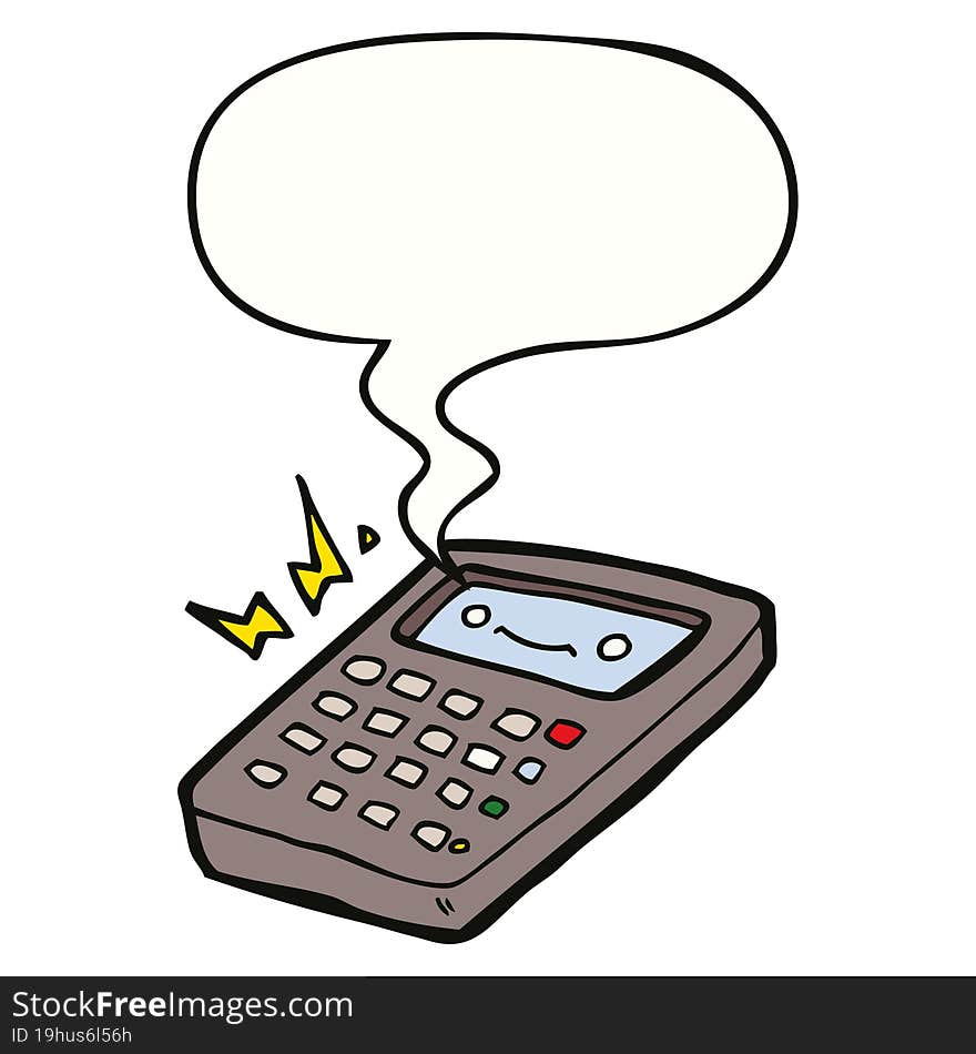 Cartoon Calculator And Speech Bubble