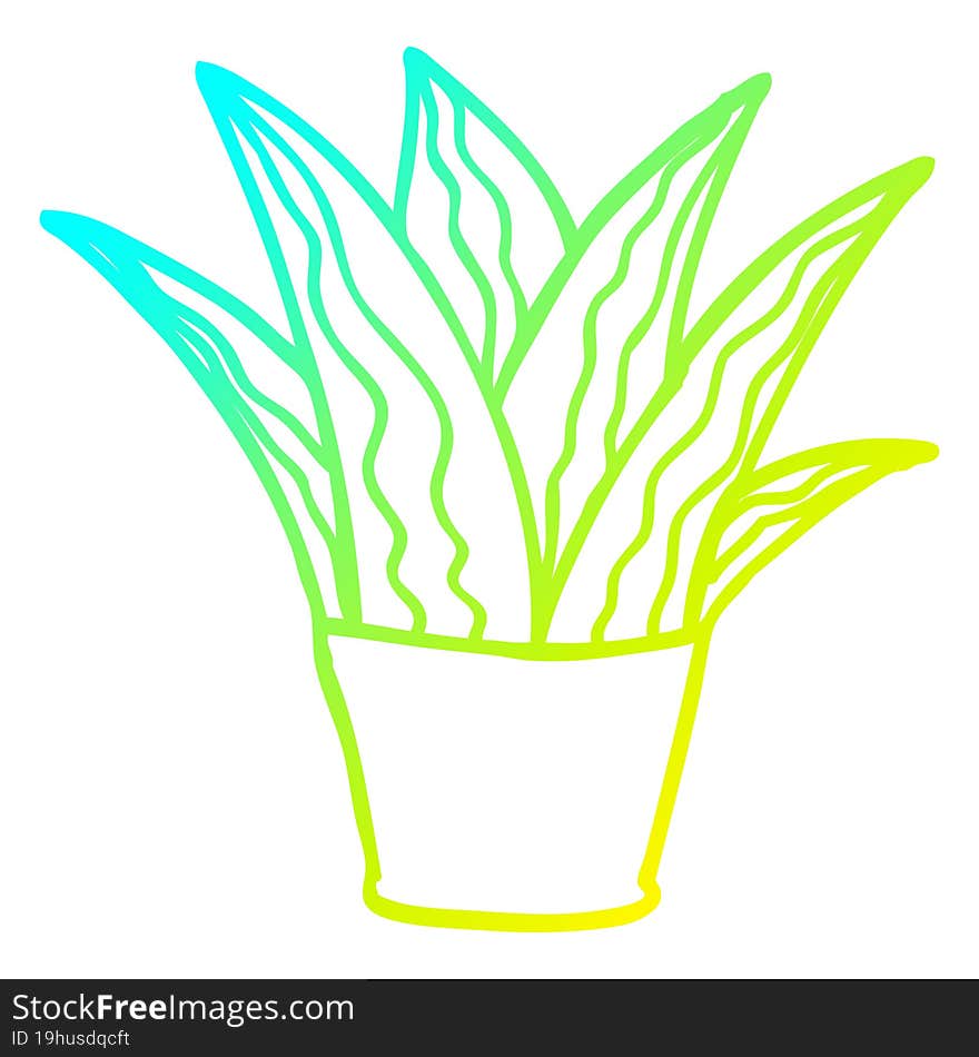 cold gradient line drawing cartoon house plant