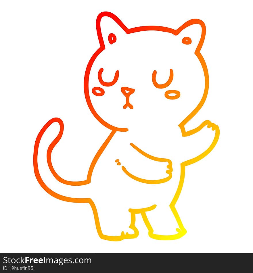 Warm Gradient Line Drawing Cartoon Cat