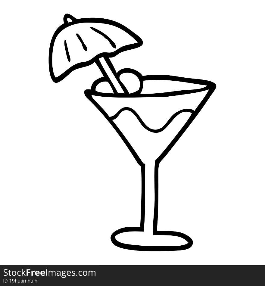 line drawing cartoon martini drink