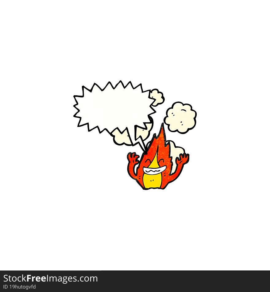 Flame Cartoon Character With Speech Bubble