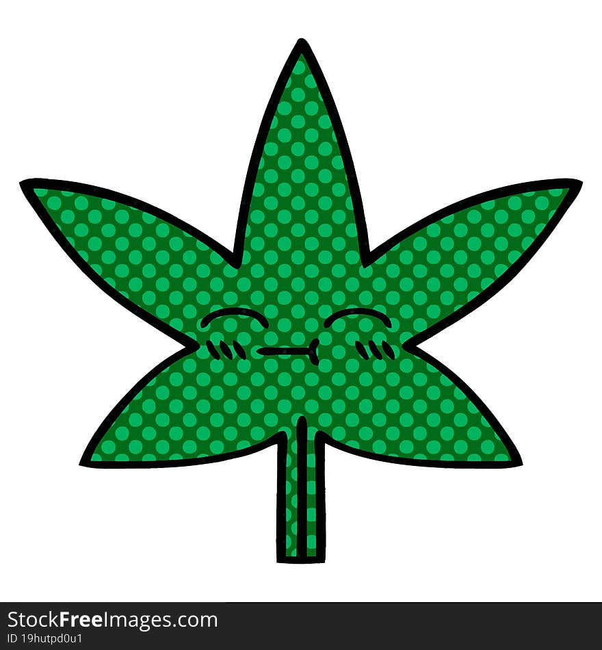 comic book style cartoon marijuana leaf