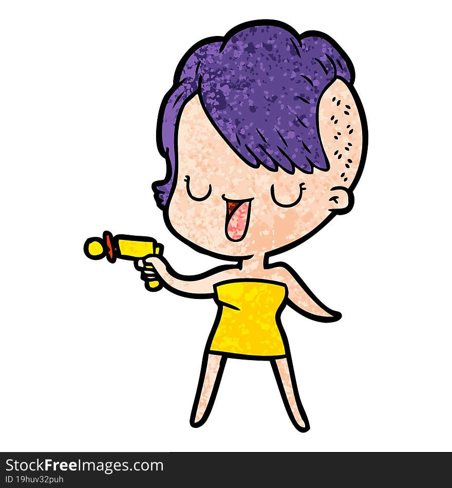 cute cartoon girl with hipster haircut. cute cartoon girl with hipster haircut